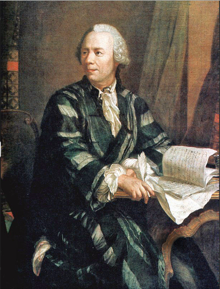 Pintura histórica apresentada como Leonhard Euler na apresentação institucional.